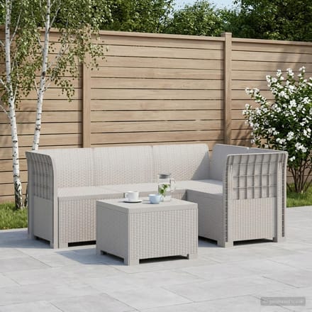 vidaXL - 4-Zitter - Tuin - Sofa - Rattan - Look - PP - Wit