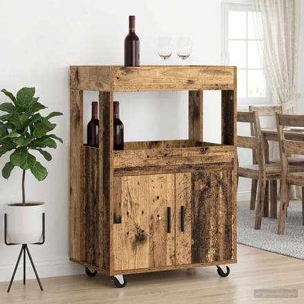 vidaXL - Bar - Kar - Oud - hout - 60 - x - 39.5 - x - 89 - cm - Bewerkt - hout