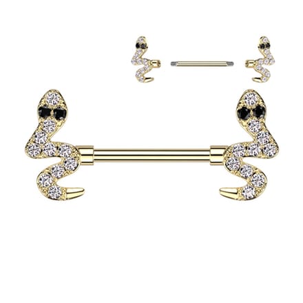 Piercing snake ends 1.6x14 - goud - LMPiercings