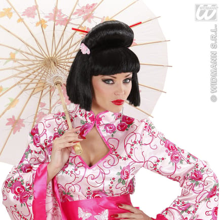 Geisha pruik bloem met stokjes