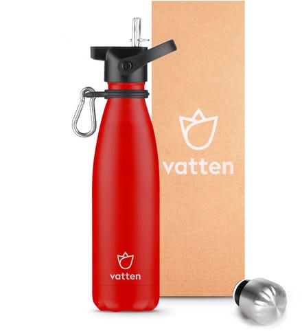 Vatten® Drinkfles RVS - 500 ml - Rood - Waterfles - Isoleerfles - Thermosfles - Drinkbus