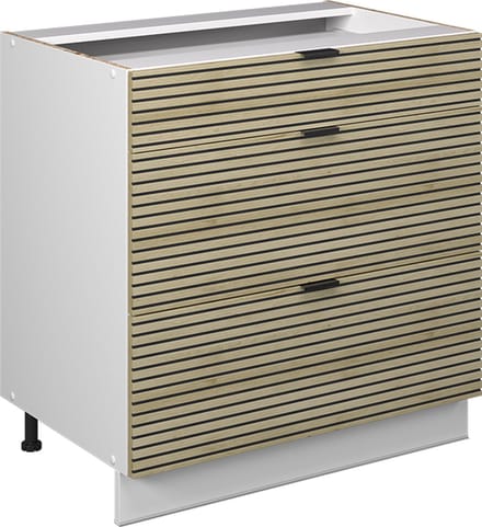 Vicco Fame-Line Keukenonderkast – 80 cm met 3 laden, WB Eik Eiken paneel