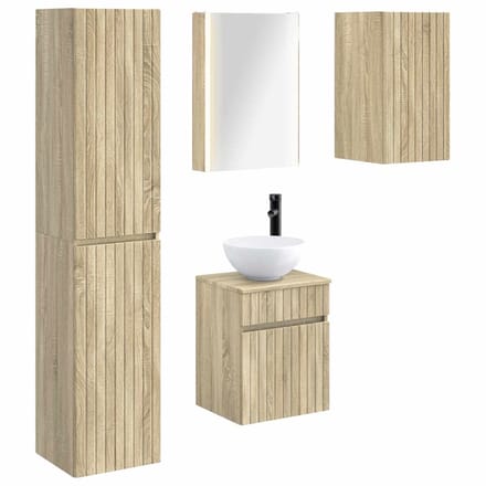 vidaXL - Badkamerkast - set - 5 - st - Sonoma - Eiken - Bewerkt - hout