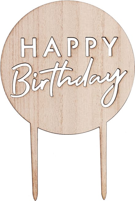 Ginger Ray - Ginger Ray - Houten Happy Birthday cake topper