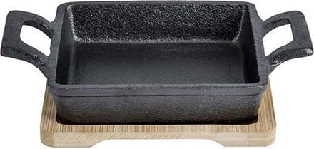 Gietijzer Gratinschaal Vierkant 13x13xh3coated - Bamboo Tray