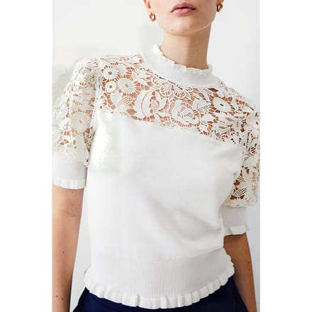 French Connection Crochet Mix Knit White Taglia: XS | Maglioni a maglia Outlet | Donna | Bianco