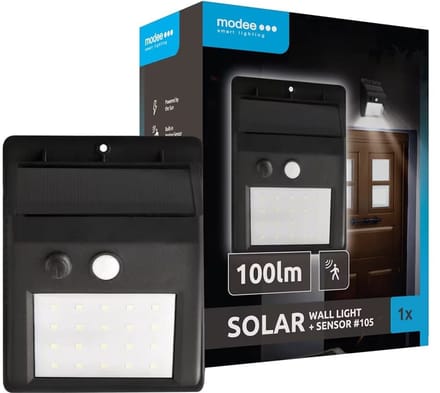 Modee Solar Buitenlamp LED met Bewegingssensor - Wandlamp op Zonne Energie - IP44 - 8.7x11.5cm - Daglicht Wit