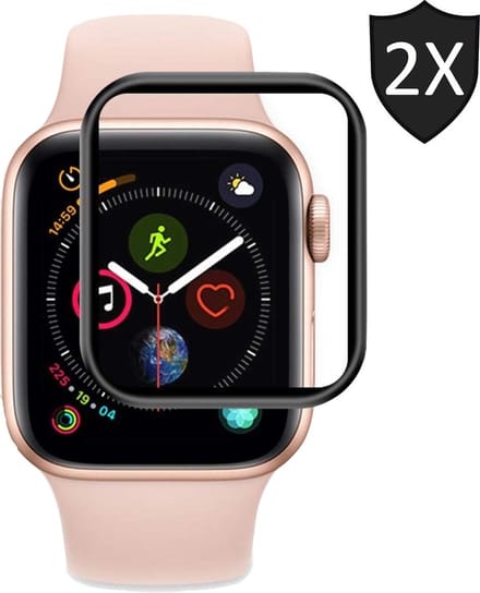 2x Screenprotector geschikt voor Apple Watch 40mm Series 4 - Full Screen Cover Volledig Beeld