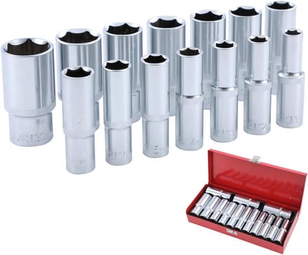 Diepe Dopsleutel Set 1/2 Inch 14 Delen Metrisch Chroom Vanadium Staal