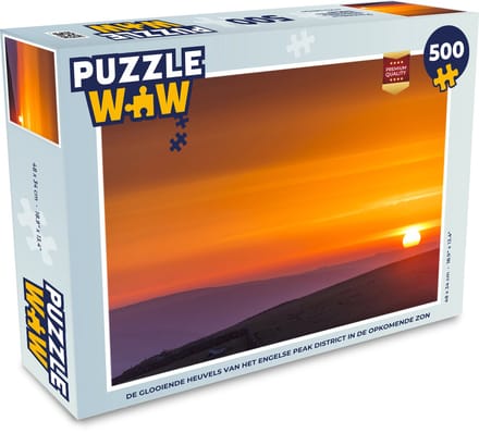 Puzzel De glooiende heuvels van het Engelse Peak District in de opkomende zon - Legpuzzel - Puzzel 500 stukjes