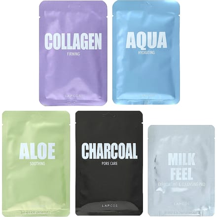 Lapcos, Beauty Variety, Set de Masques en Tissu Beauté Variété Régénérante, 4 masques + 1 patch gray
