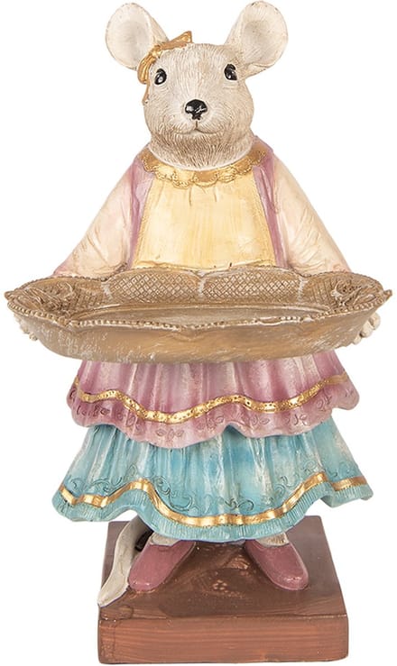 Clayre & Eef Decoratie Beeld Muis 17x15x26 cm Beige Kunststof
