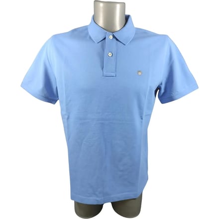 Gant Polo Fine Shield Short Sleeve Piqué Uni Perfect Blue / male