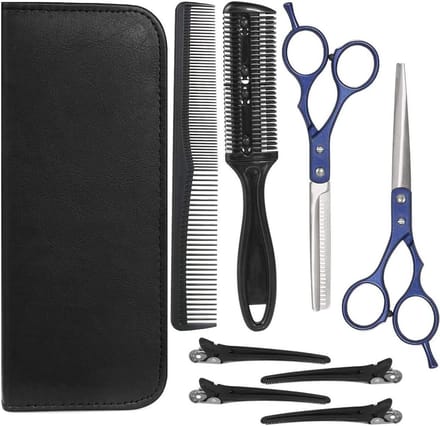 Kappersschaar Set - Scheren Set - Haar Knippen - Roestvrij Staal - 8 Delig - Blauw