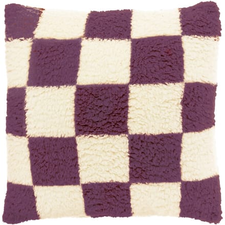Unique Living - Sierkussen Check 53x53cm - Dove White/ Dark Purple