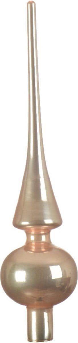 Decoris Kerstboom piek - toffee bruin - glas - glans - 26 cm - kerstpiek - kerstversiering
