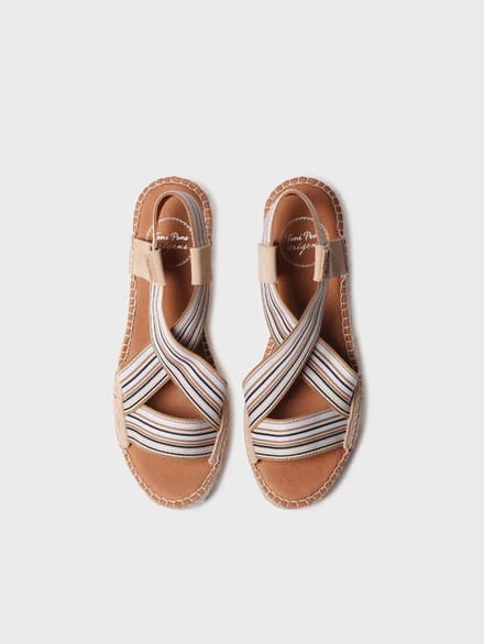 Dames espadrille met sleehak en elastische banden | TINA