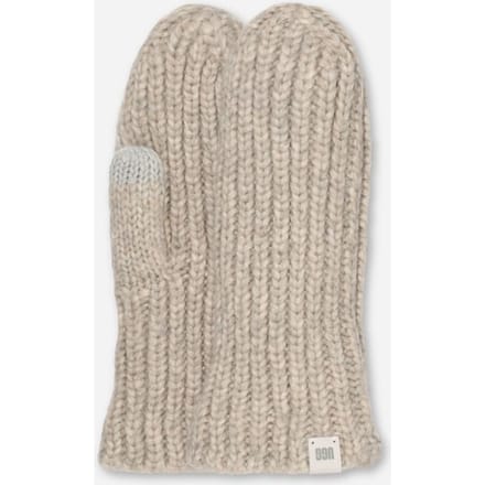 UGG® Chunky Rib Mitten for Women in Grey, Size OS, Knit/Leather/Wool
