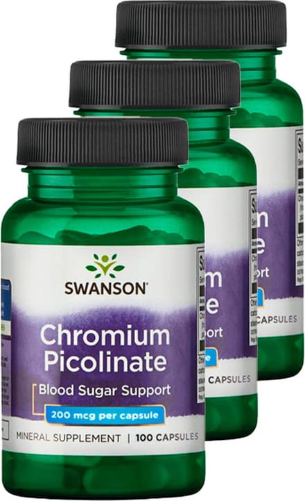 Swanson | Chromium Picolinate 200mcg | 100 Capsules | 3 stuks | 3 x 100 stuks