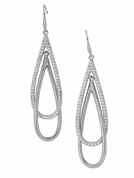 AVANT-GARDE PARIS Oorbellen - Dangle - Rhodium Plated - 7.5 cm - Pavé Accent
