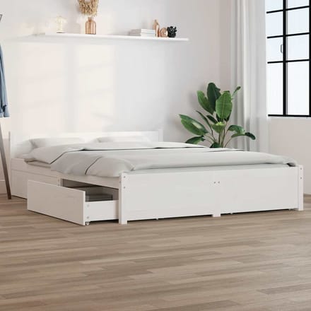 vidaXL - Bedframe - met - lades - wit - 140x200 - cm