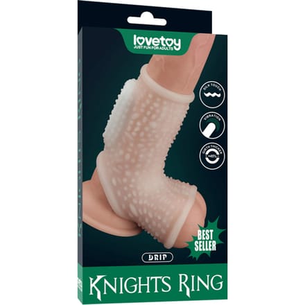 Lovetoy - Vibrerende Rekbare Penis Sleeve - Drip Knights – Wit
