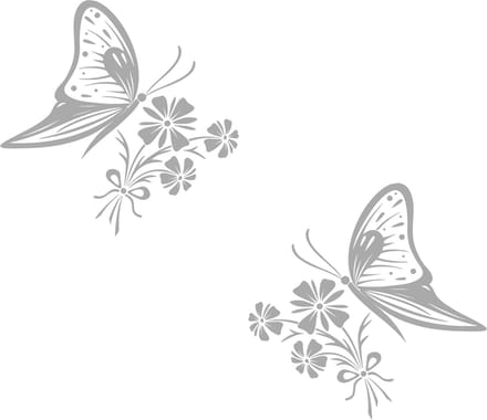Raam - muur sticker decoratieve vlinder met bloem - wall art