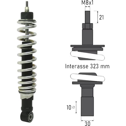 Achtervering met veer voor motorfiets BCR Piaggio Vespa Lx/Lxv