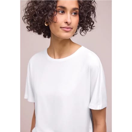 Shirt met ronde hals in effen kleur