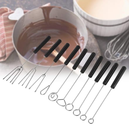 10 stuks DIY Bakbenodigdheden Roestvrij Staal Chocolade Doopvork Set gray
