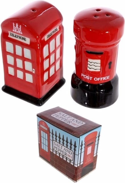 Puckator peper en zout setje - Engeland thema - keramiek - telefooncel/brievenbus