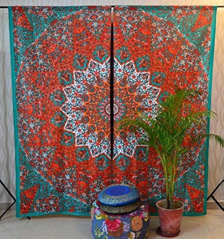 Jaipur Star Mandala gordijn Boho venster behandeling Set deur opknoping Drape balkon kamer Bohemian Decor gordijn Boho Set van 2-82 x 40 inch per stuk