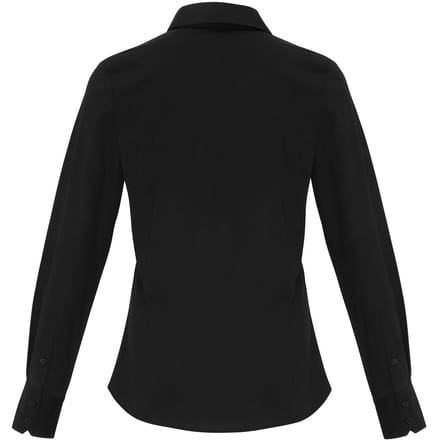 Premier Dames/dames Stretch Fit Poplin Blouse met lange mouwen (Zwart)