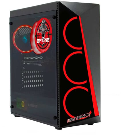 ScreenON - Allround Game Computer Red - Ryzen 9 - RTX 3050 - 16GB - 512GB SSD - Windows 11 Pro + WiFi & Bluetooth