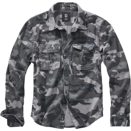 Brandit Vintage Shirt Longsleeve Grey Camo Overhemd Heren
