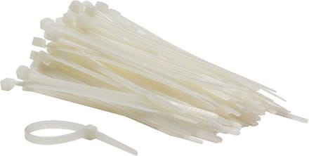 Perel Set nylon kabelbinders 4.6x120mm - Wit, UV-bestendig, 100 st.