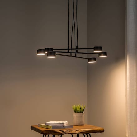 EMIBIG LIGHTING Hanglamp Modus 6, staal, 6-lamps, GX 53, zwart