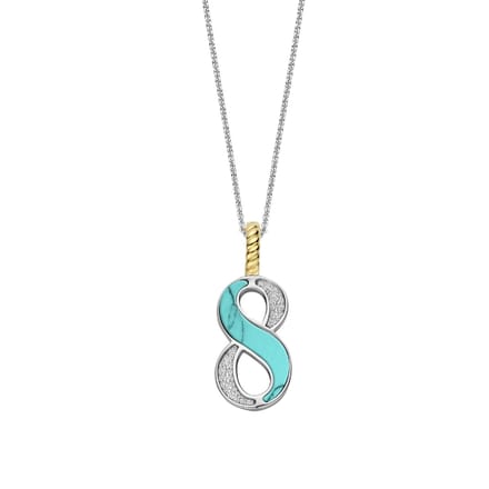 TI SENTO Dames Hanger - 925 zilver - Cijfer 8 - Turquoise - 6841TQ_8
