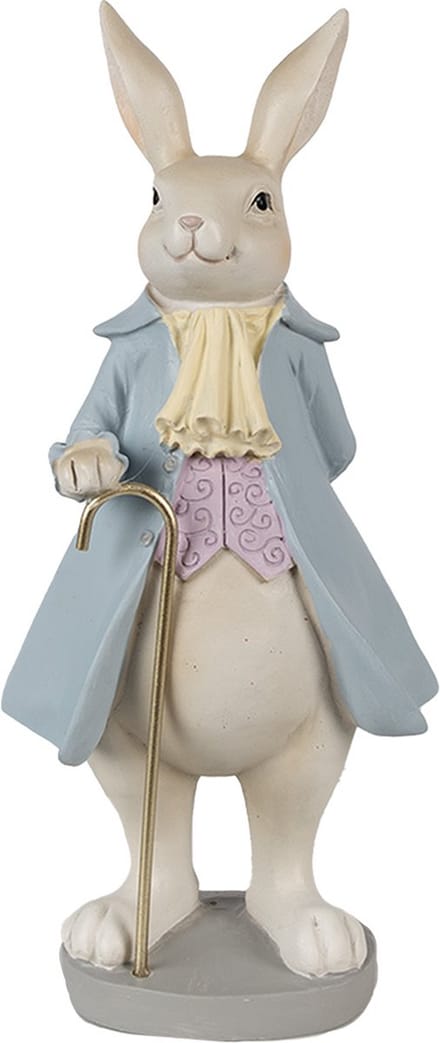 Clayre & Eef Beeld Konijn 12x9x26 cm Beige Blauw Polyresin