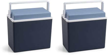 Koelbox - 2x - blauw - klein formaat - 10 liter - 30,5 cm - koelboxen