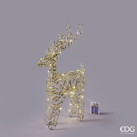 EDG - Enzo De Gasperi - Rendier LED Kerst – Goudkleurig vlechtwerk - H50 D13 L27