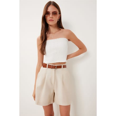 Hoge Taille Gecintuurde Wijde Short