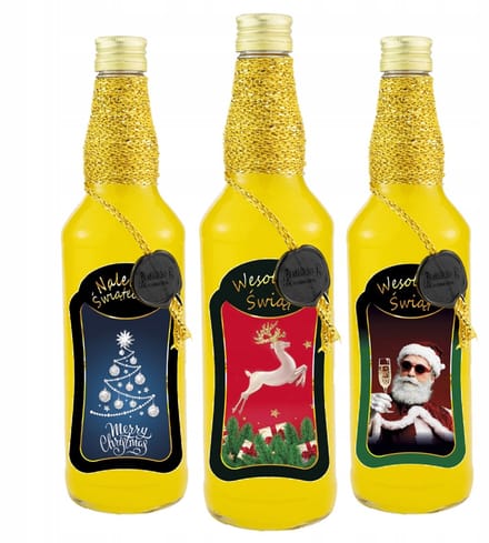 Bimberek Serie - Decoratieve Glazen Fles - 500ml - Handgemaakt Decor - Kerstdesign
