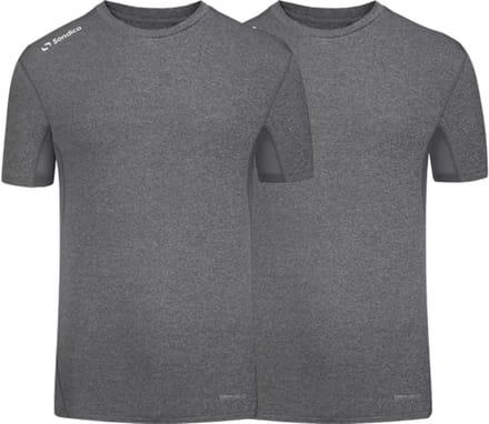 2-Pack Sondico compressie korte mouw sportshirt - heren - Mid grey - maat L