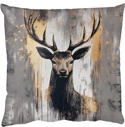 Sierkussens - Kussentjes Woonkamer - 45x45 cm - Abstract - Hert - Gewei - Goud