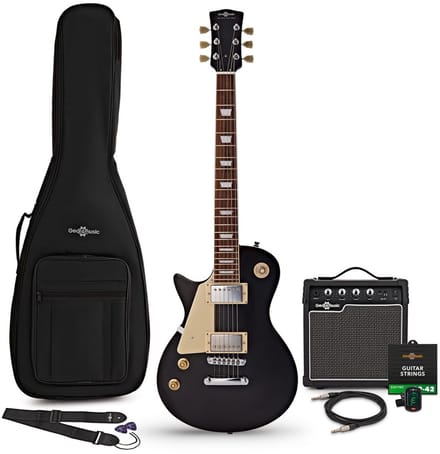 New Jersey Select Left Handed Electric Guitar Black, 10W Guitar Amp & Accessory Pack