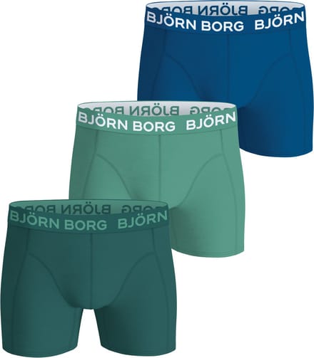 Björn Borg Cotton Stretch boxers - heren boxers normale lengte (3-pack) - kobalt - middengroen en donkergroen