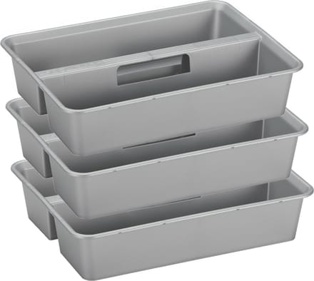 Sunware organiser - 3 stuks - kunststof - 40 x 30 cm - grijs - 2 vakken