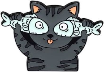 Pin Broche - enamel pin - kledingspeld - Kat met visjes
