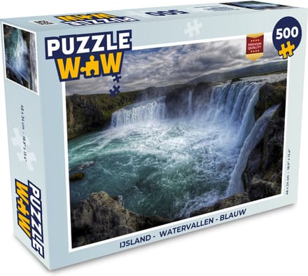 Puzzel IJsland - Watervallen - Blauw - Legpuzzel - Puzzel 500 stukjes